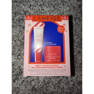 Laneige Minty Lip Duo - Full Size Candy Cane Lip Balm + 8g Peppermint Lip Mask